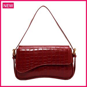 PU Leather Hobo Shoulder Bag with 2 Removable Straps, 10.2x6.3